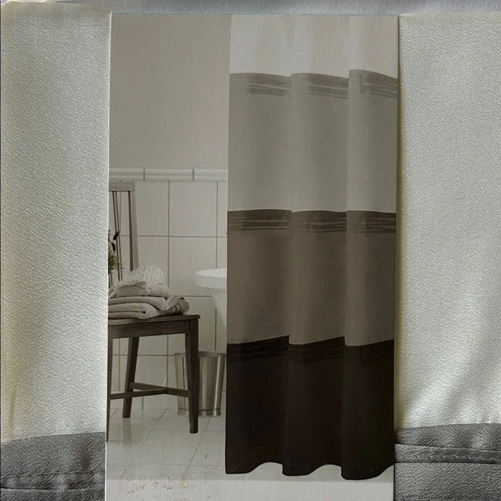 Home Classics Black Pintuck 4 Layer 100% Polyester Easy Care Shower Curtain